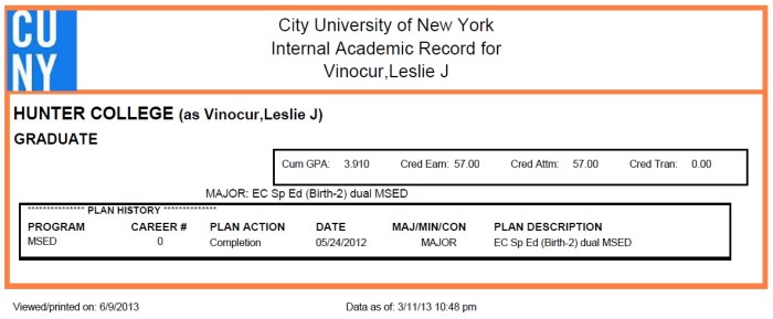 hunter-graduate-credits